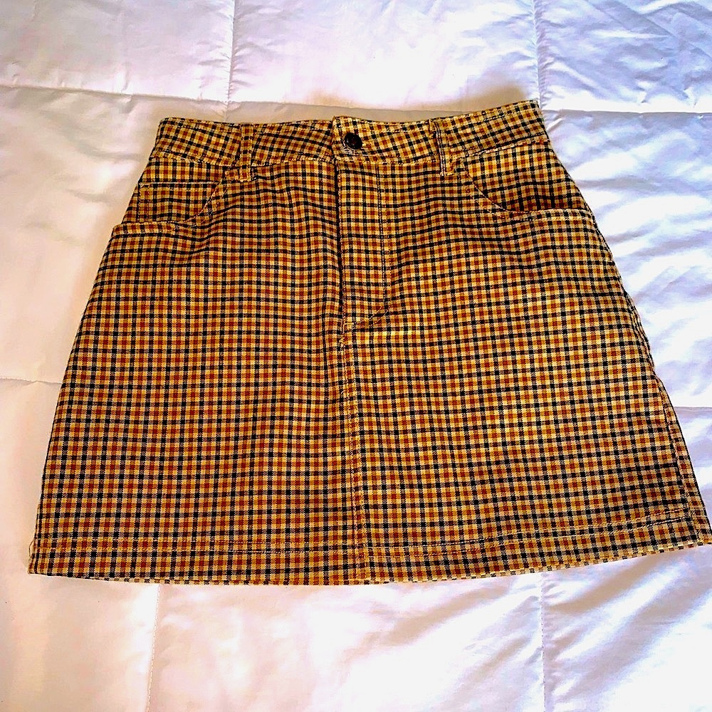 High Waisted A-Line Plaid, Mini Skirt